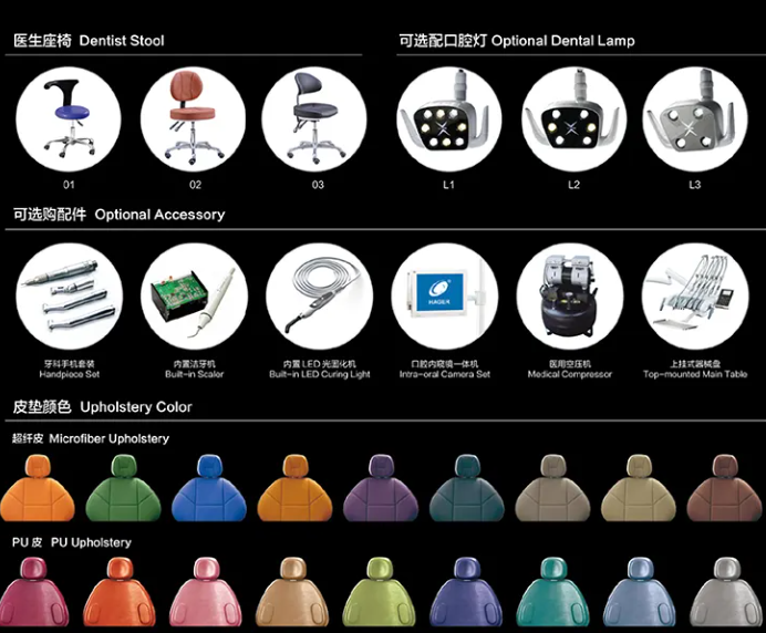 Imported Motor Touch Button Fashionable Control Panel Clinic Multifunction Medical Dental Equipment Dental Chair