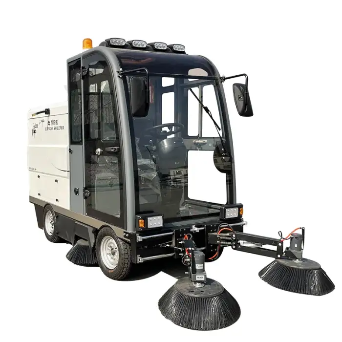 Robot floor sweeper with 4 wheels and high pressure