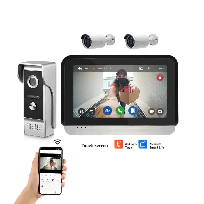 1080P WiFi Waterproof Video Doorbell Camera Smart Home System Tuya Smart App Support Video Door Phone Intercom System For 2 Unit