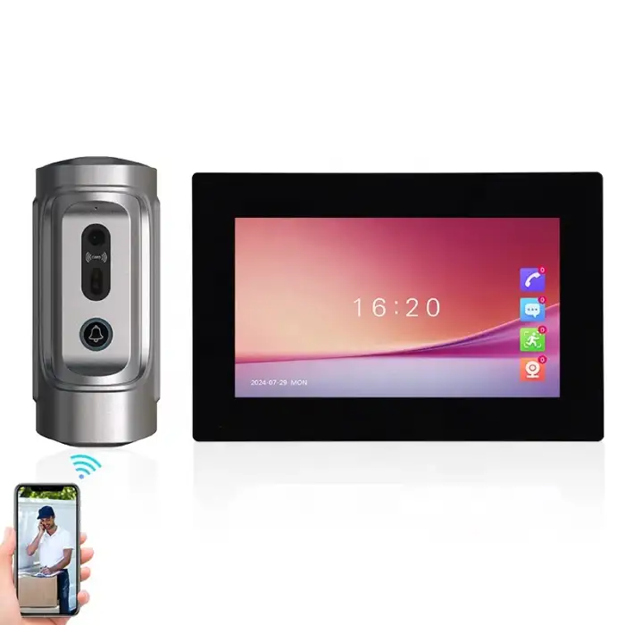 Tuya Smart 1080p Video Interphone Doorbell Waterproof Metal  Visual Intercom Monitor 7 inches Screen with Call Access Control