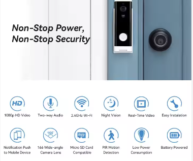 Waterproof IP65 Smart Security Tuya Wifi Wireless Visual Ring Video Doorbell Camera For Home