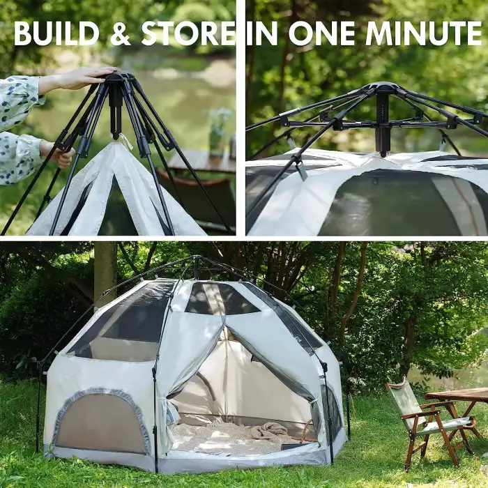 Camping Tent Quickly Set in One Minute Waterproof and Windproof Removable, Automatic and Lightweight