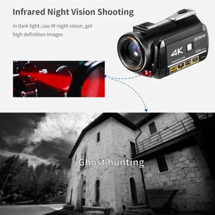 4K UHD Professional Ghost Hunting IR Light Night Vision WIFI Digital Video Camera