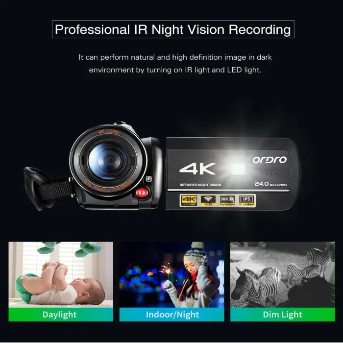 4K UHD Professional Ghost Hunting IR Light Night Vision WIFI Digital Video Camera