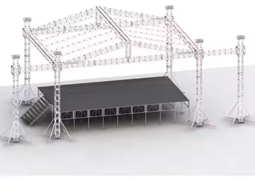 Event stage system with roof truss for concert