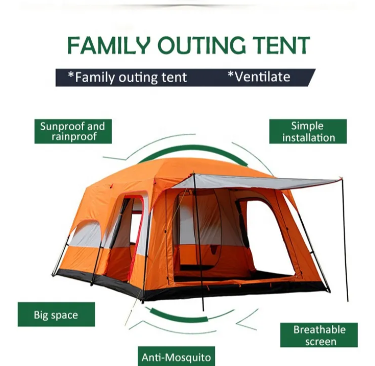 Portable Big Camping Tent Outdoor Camping Camp Tent 4 Persons Waterproof Automatic Family