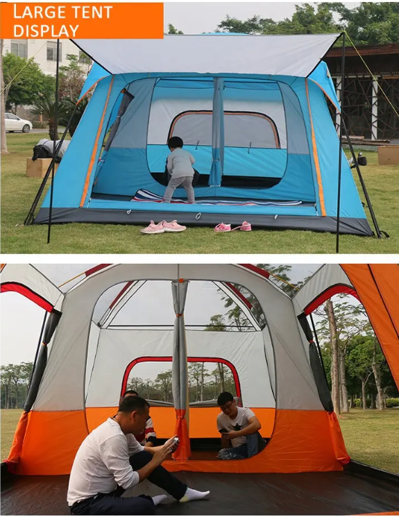 Portable Big Camping Tent Outdoor Camping Camp Tent 4 Persons Waterproof Automatic Family