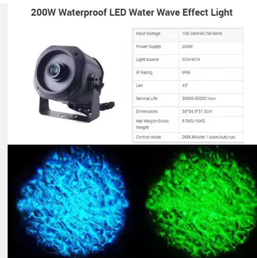 AOPU The Most Popular 200W Waterproof LED Water Wave Projector Effect Light LED Wall Washer For Aquarium Scenic