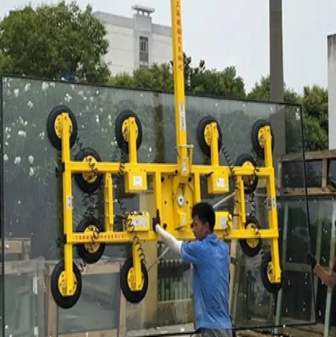 10 Suction Cups Easy Operate Manual Rotating Vacuum Lifter For Glass Curtain Wall Large-Scale