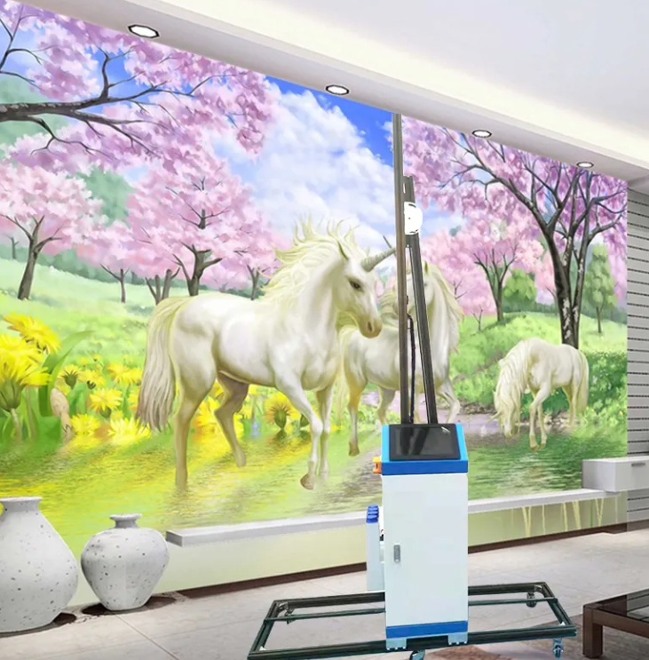 3D 5D 6D Effect Vertical Wall Art inkjet Printer Direct To Wall Painting Printing Machine Portable Automatic Move By Wheel