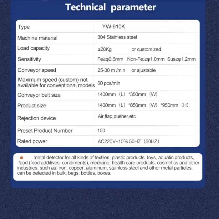 Industrial Metal Detector with Auto Reject System