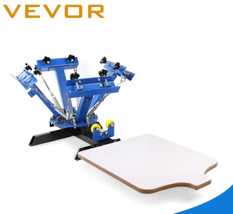 4 Color  1 Station slik  Screen Printing Machine  for T-shirt DIY Press Silk Screen Removable Pallet