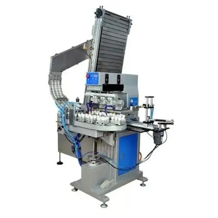 Popular Auto-matic 2 Color Tampografia Pad Printing Machine With Conveyor For Bottle Caps