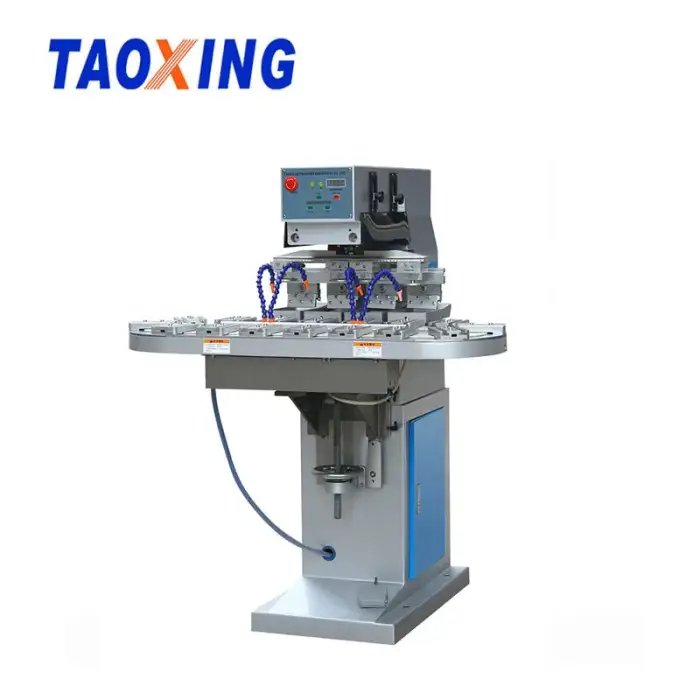 Popular Auto-matic 2 Color Tampografia Pad Printing Machine With Conveyor For Bottle Caps