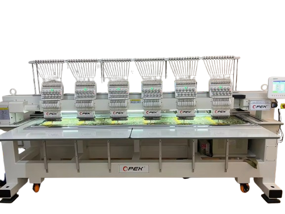 Opek 1506 , 6 heads 15 needles Embroidery Machine - 450*400mm working area , the head distance is 450mm