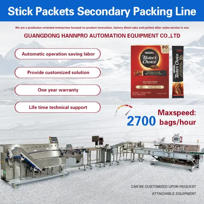 Automatic Sorting and Cartoning Packaging Line for Stick Sachet