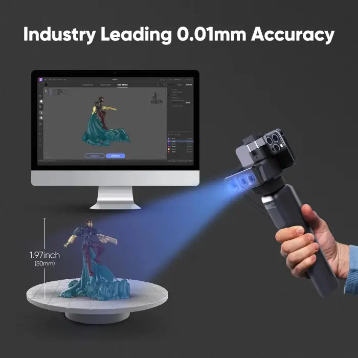 Seal 3D Scanner 0.01mm Accuracy 24-bit Colour Camera shining 3d Scanner 3D impression for Luxury Package with Smart Grip