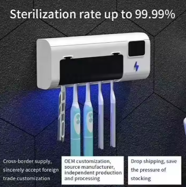 Light Box Uv-c Clean Disinfection Bathroom Holder Wall Mounted Sterilizer Timing Uv Toothbrush Sanitizer