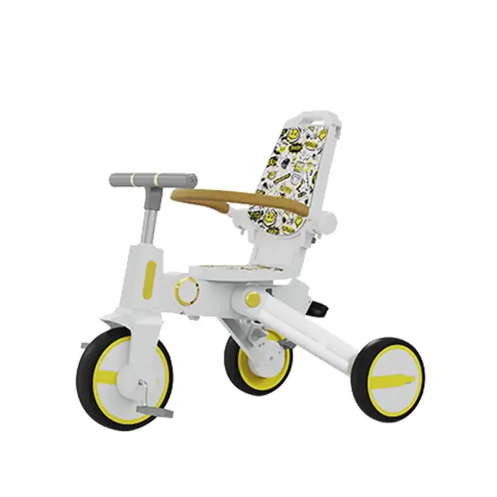 Kids Tricycle Children Easy Folding Toddler Trike with Backrest for Mom and Baby Tricycle