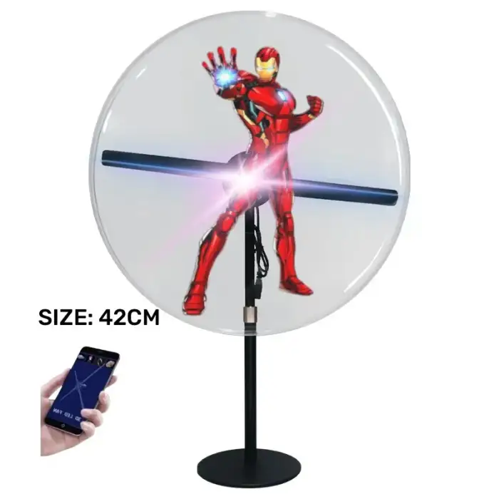 Portable Screen 3D Holographic Projector Mobile App Advertising Machine Angle Adjusted Fan