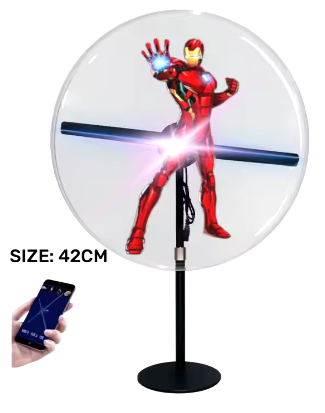 Reception Counter Ads Machine Two Blades 30cm Portable 3D Hologram Fan Projector