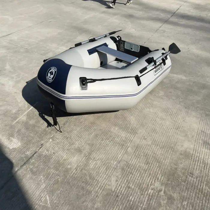 Solar Marine 3 Person PVC High Speed Assault Boat 2.3 M Luxury Inflatable Kayak with Air Mat Floor for Water Play Entertainment