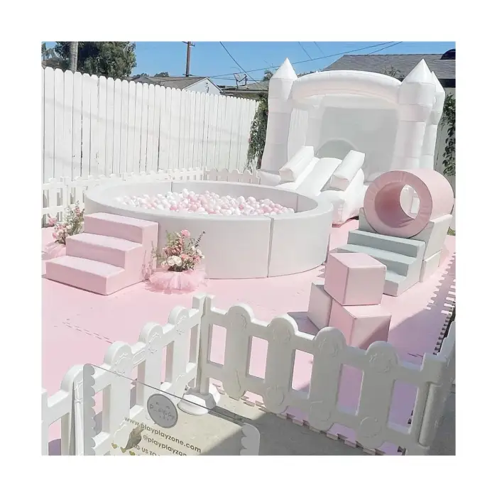 Pink and White Commercial Family Entertainment Center Baby Indoor Soft Play Equipment Set inflatable bouncer jumping castle