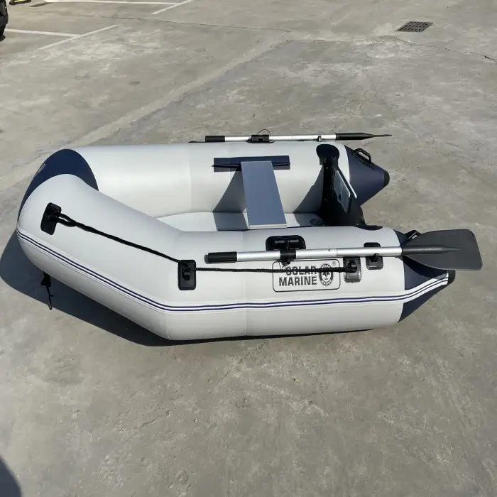 Solar Marine 3 Person PVC High Speed Assault Boat 2.3 M Luxury Inflatable Kayak with Air Mat Floor for Water Play Entertainment