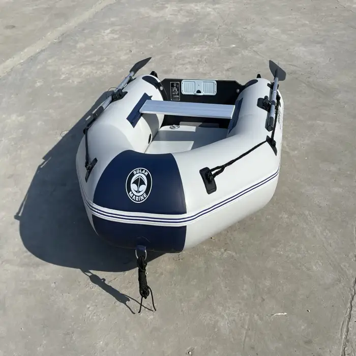 Solar Marine 3 Person PVC High Speed Assault Boat 2.3 M Luxury Inflatable Kayak with Air Mat Floor for Water Play Entertainment