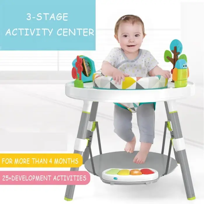 Multi-Functional Baby Jumping Chair Jumper Toy Toddler Activity Center and Play Table Baby Bouncer Push Walker with Lights Music