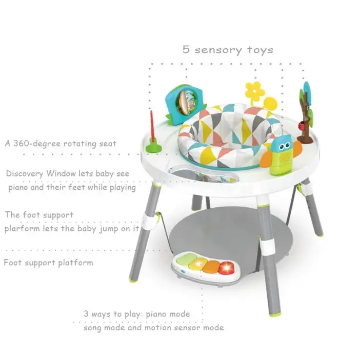 Multi-Functional Baby Jumping Chair Jumper Toy Toddler Activity Center and Play Table Baby Bouncer Push Walker with Lights Music