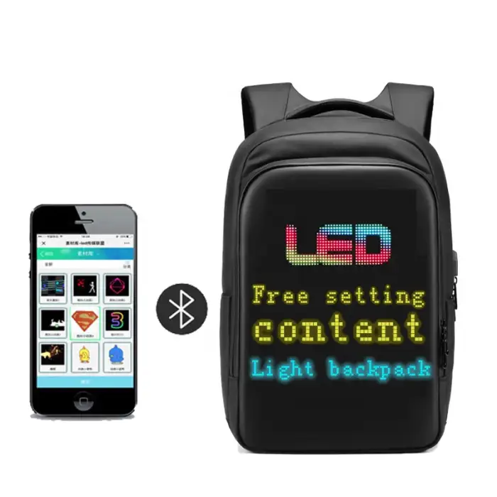 Waterproof LED Backpack Convenient Blue Tooth Connection Custom Lightweight Led Advertising Backpack