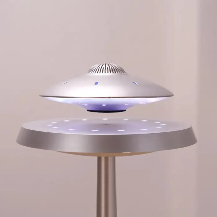 UFO Lossless Stereo Wireless Woofer LED Light Floating Magnetic Levitating Suspension 360 Degrees Rotation Music Speaker