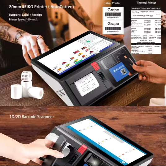 11.6 Inch Touch Screen POS Terminal Retail Shop Mini Desktop All in One POS Android Order Tablet NFC Reader