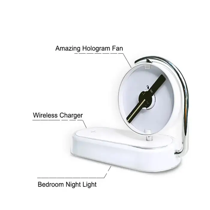 Creative Gift 10W 15W Qi Wireless Charger Led Night Light Fast Charging Wireless Charger 3D Holographic Display 3D Hologram Fan