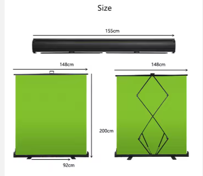 Green Screen Collapsible Chroma Key Backdrop Wrinkle Resistant Fabric Ultra Quick Setup