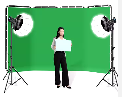 Portable Large Chromakey Green Screen Backdrop with Stand Photography Background Support System