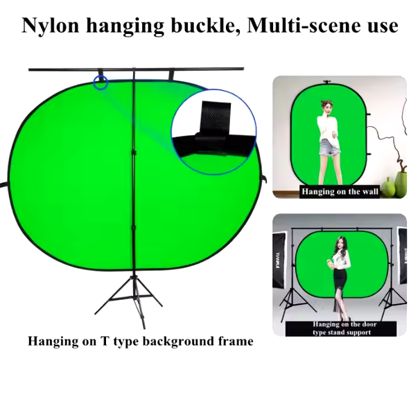 Collapsible Double-Sided Blue Green Screen Solid Color Backdrop Cloth for Video Live Stream