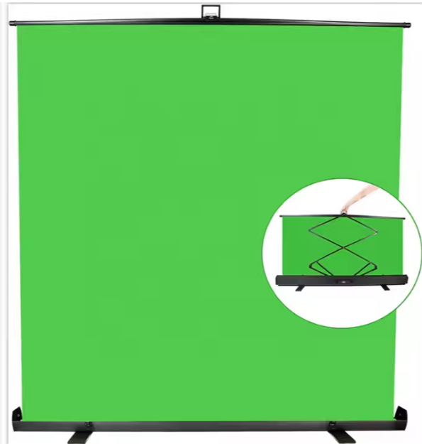 Green Screen 2.5x2m Collapsible Auto-Lock Pull Down Photo Backdrop for Studio Photography