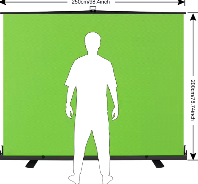 Green Screen 2.5x2m Collapsible Auto-Lock Pull Down Photo Backdrop for Studio Photography