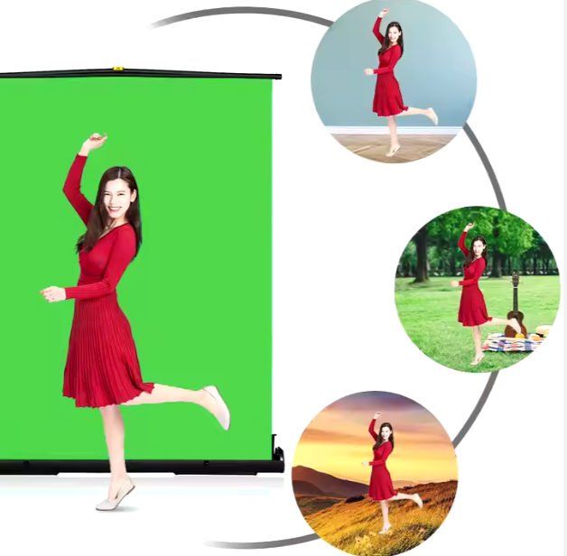 Portable Green Screen with Live Green Screen Portable Stand Quick Installation