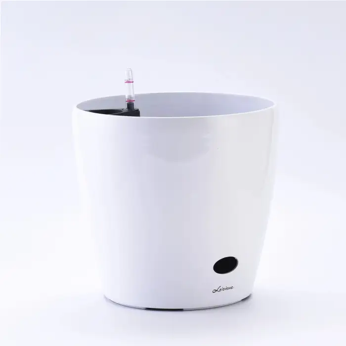 Outdoor smart ornamental big size resin fiberglass white glaze baking finishing lazy hydroponics flowerpot planter