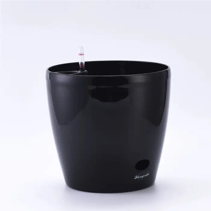 Outdoor smart ornamental big size resin fiberglass white glaze baking finishing lazy hydroponics flowerpot planter