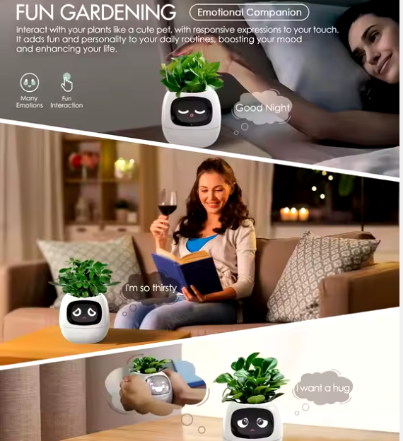 Automatic Water Absorbing AI Sensor Digital Pet Flower Pot Intelligent Smart Planter