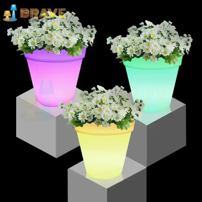 LED Smart Color Changing Solar Outdoor Illuminated Flower Pot Planters