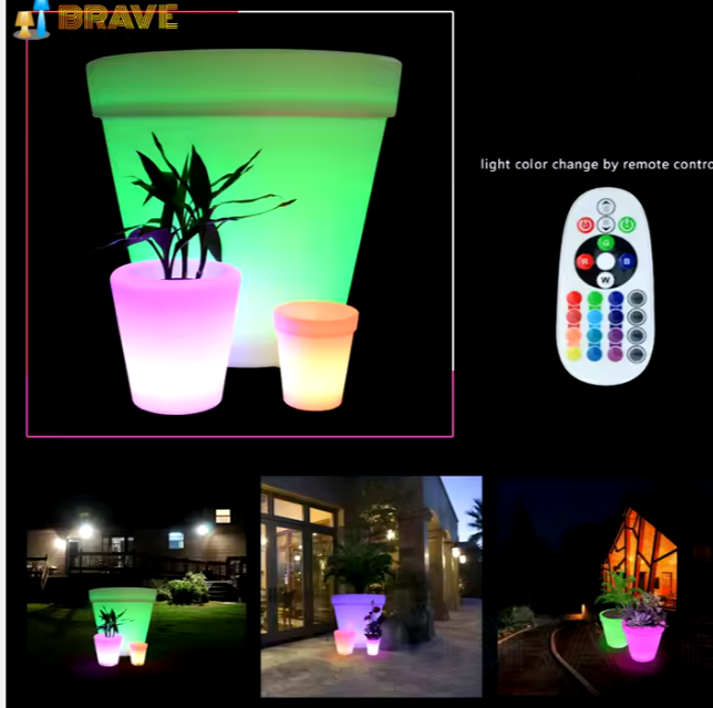 LED Smart Color Changing Solar Outdoor Illuminated Flower Pot Planters