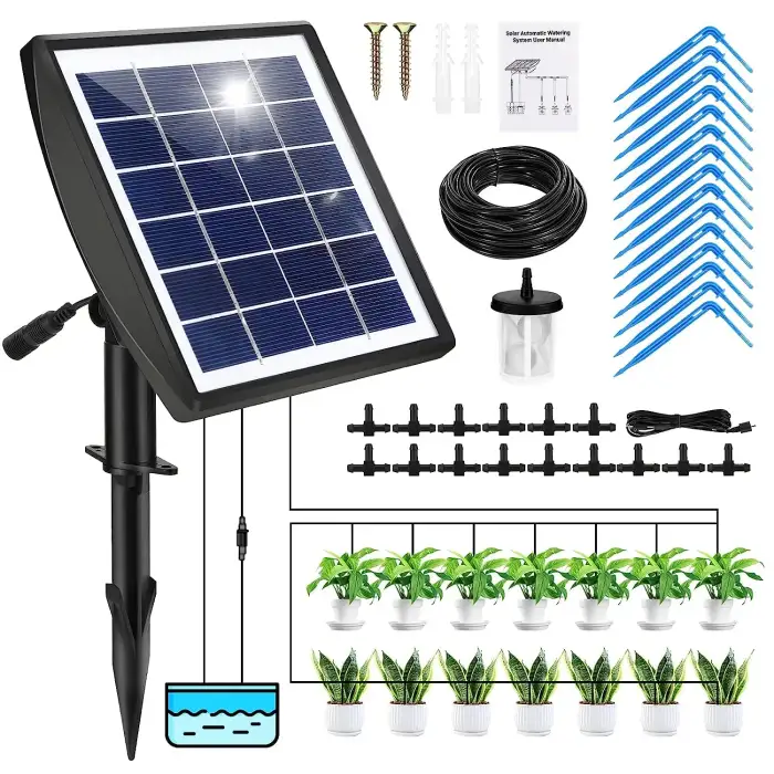 Garden Greenhouse Hydroponics Equipment Micro Drip Pumps Controllers Dripper System Kit Solar Powered Auto Watering Irrigation