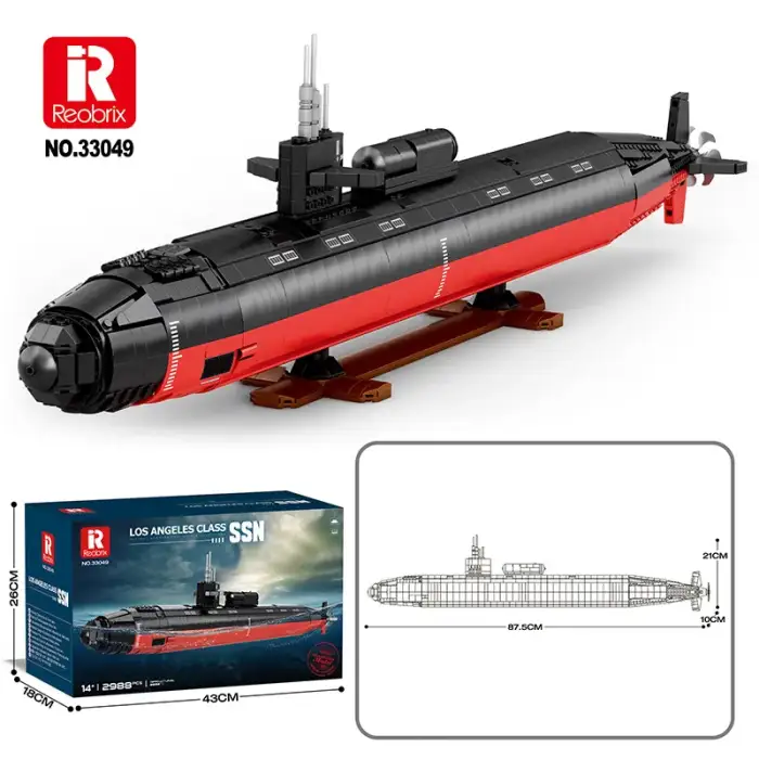 Kids Submarine Los Angeles-class SSN 1:125 Toy Building Blocks Military Series