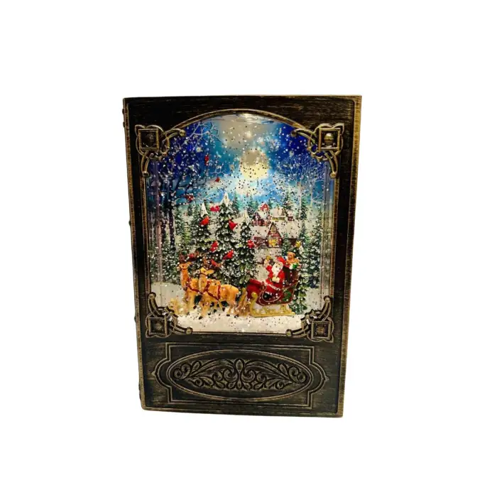 Lighted Musical Book Christmas Lamp Gifts Plastic Christmas Snow Globe Water Lantern