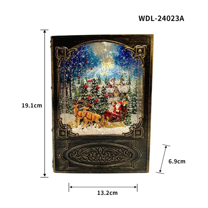 Lighted Musical Book Christmas Lamp Gifts Plastic Christmas Snow Globe Water Lantern